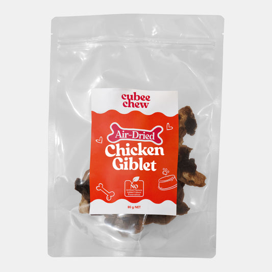 Package of cubee chew Air-Dried Chicken Giblet dog treat on a white background